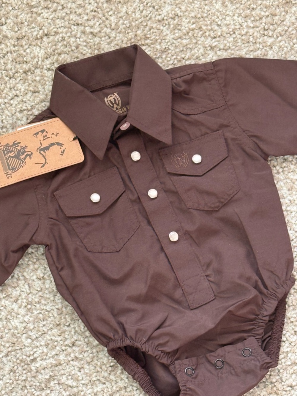 NWT The American West Baby Cowboy Romper Brown Snap Western 6-9 Months